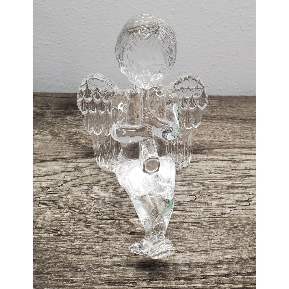 Waterford Crystal Mantle Sitter Angel with Trumpet Figurine Holiday Read